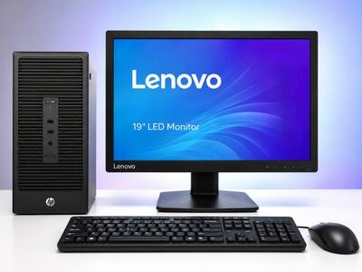 HP BRANDED DESKTOP ( Intel Core 4th Gen Processor )  4GB DDR3 RAM, 128GB SSD, Lenovo 19 Inch Monitor, Keyboard Mouse
