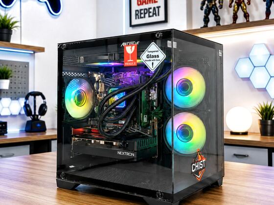 CHIST Gaming Desktop PC, AMD Ryzen 5 5500, 16GB DDR4, 512GB Nvme SSD, Liquid Cooling with RGB Fans Wi-FI Bluetooth,Windows 11 Pro.