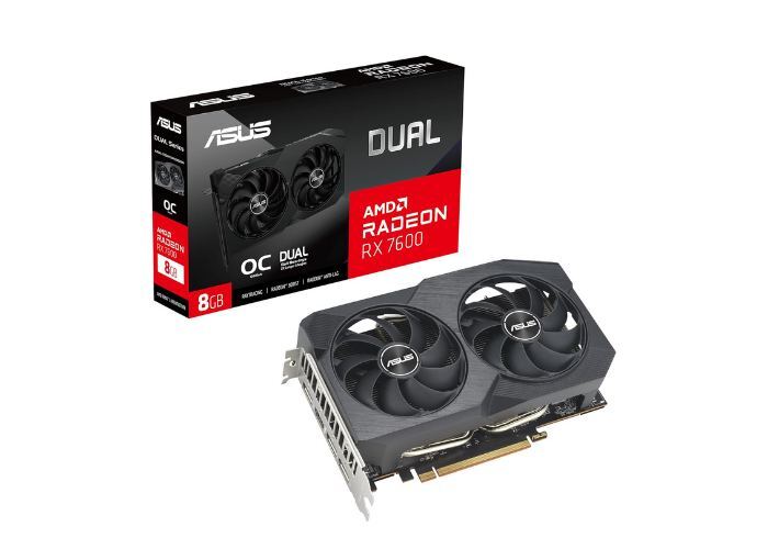 ASUS Dual Radeon™ RX 7600 V2 OC Edition 8GB GDDR6 Graphics Card (PCIe 4.0, 8GB GDDR6, HDMI 2.1, DisplayPort 1.4a, 2.5-Slot Design, Axial-tech Fans, GPU Tweak III)