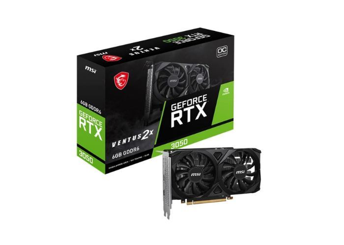 MSI GeForce RTX 3050 Ventus 2X 6G OC Graphic Card - NVIDIA GeForce RTX 3050 GPU, 6GB GDDR6 96-Bit Memory, 14 Gbps, PCI Express 4 Interface, Up to 1492 MHz, Dual Fan - PCIe