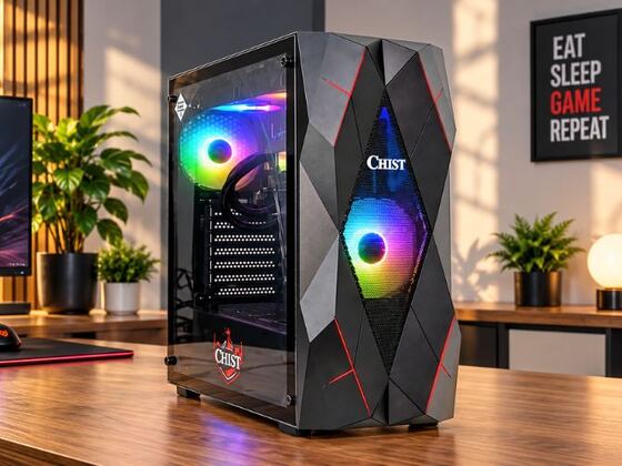 CHIST Gaming Desktop PC, AMD RYZEN 5 7600X, 6 cores 12 Threads, 16GB DDR5, 512GB NVMe SSD, Liquid Cooler, WiFi Bluetooth Card, 550 80+PSU, Windows 11 Pro