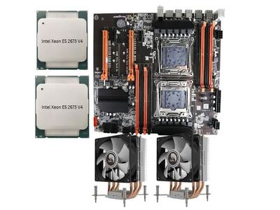 CHIST SERVER Dual CPU Motherboard | Intel Dual Xeon E5 2673 V4 Processors | Dual Cooling Fan | SATA Cable