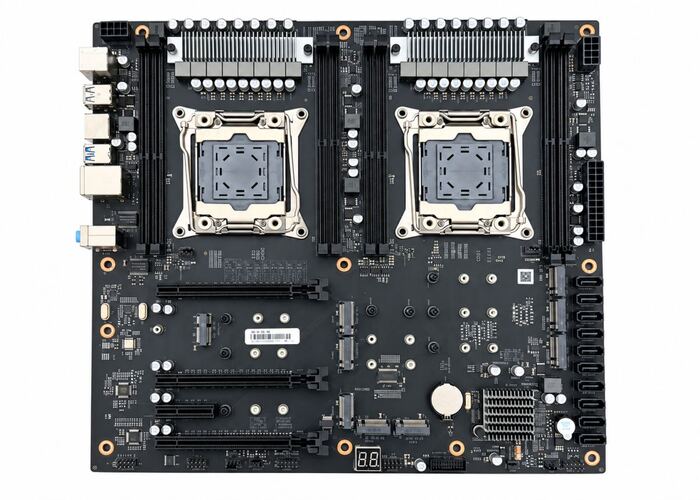 CHIST Server 8 NVMe Dual CPU Motherboard | Intel C612 Chipset | Dual LGA2011-3 Socket | Intel Xeon E5-2673 v3/v4 Support | 8× DDR4 ECC REG RAM Slots | Up to 8× NVMe SSD Support | 3× PCIe 3.0 | 10× SATA Ports | 1× Gigabit LAN